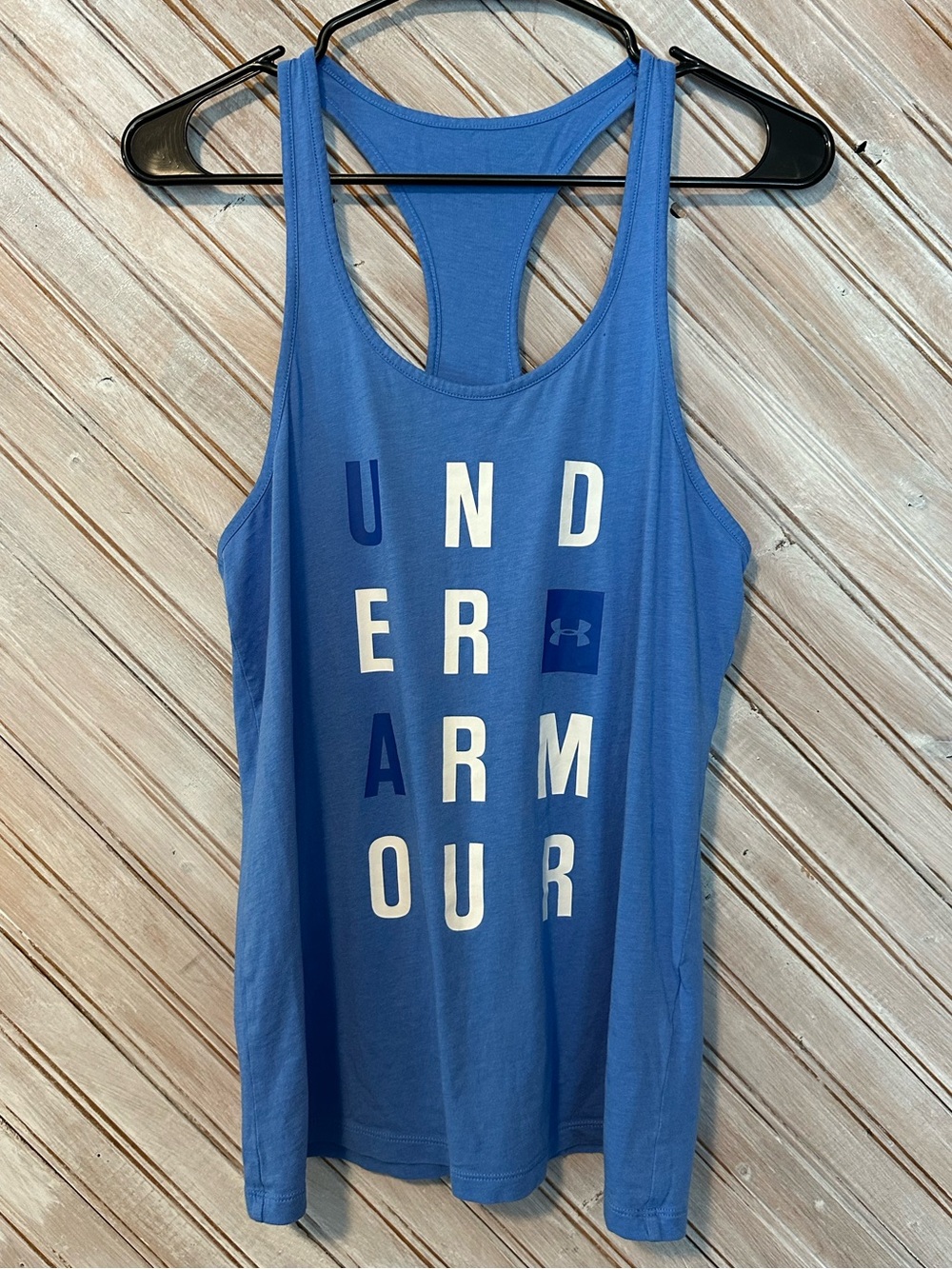 Under Armour Women's Blue Racerback Tank with Vertical Logo